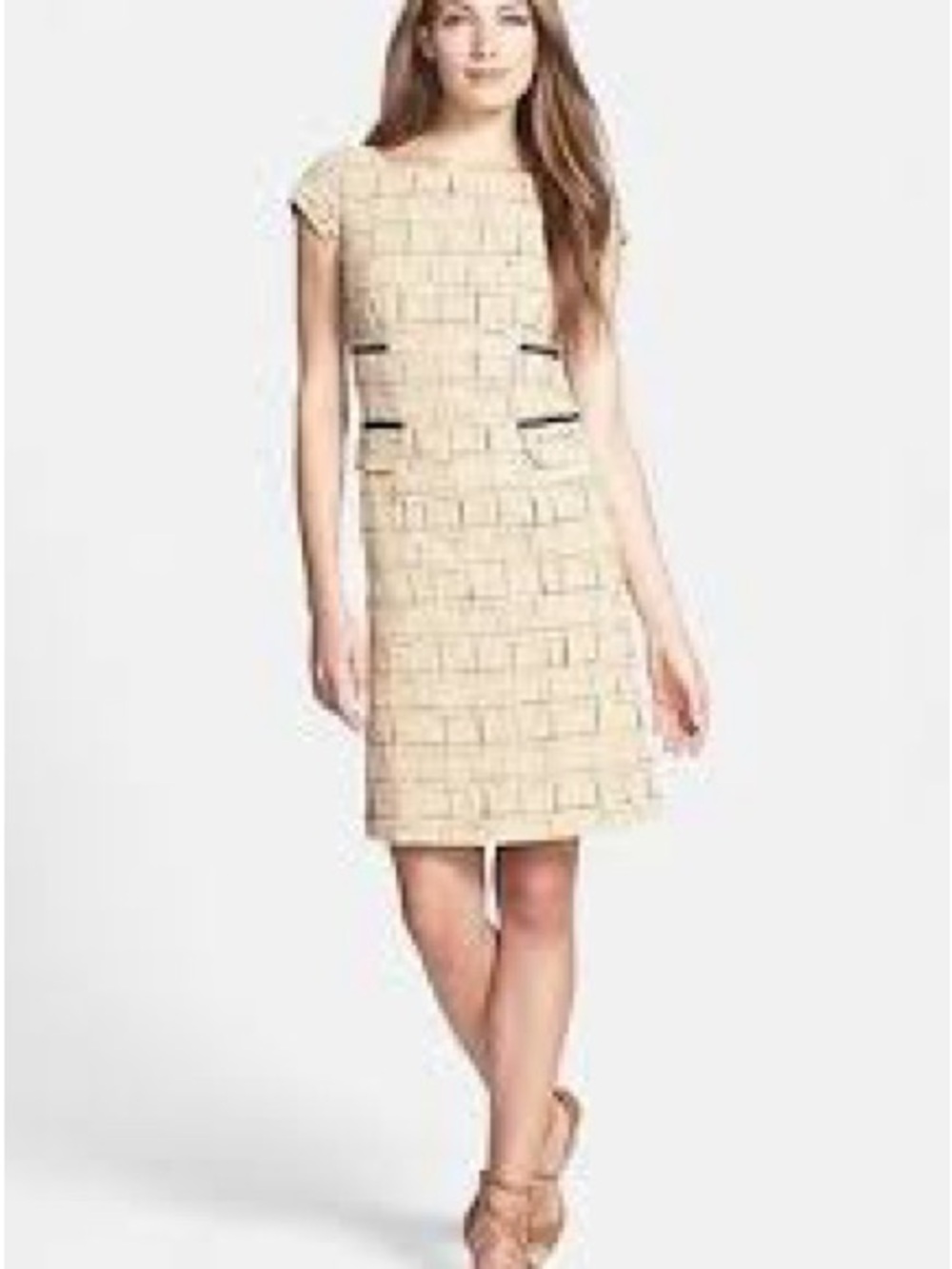 Tory Burch Evie Classic Cream Tweed Shift Dress